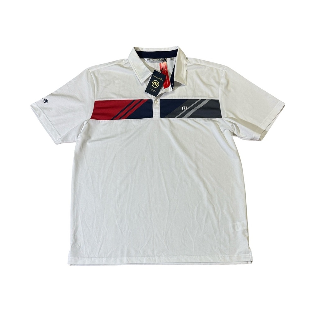 NEW Travis Mathew mens 2XL XXL white performance golf polo shirt EUC
